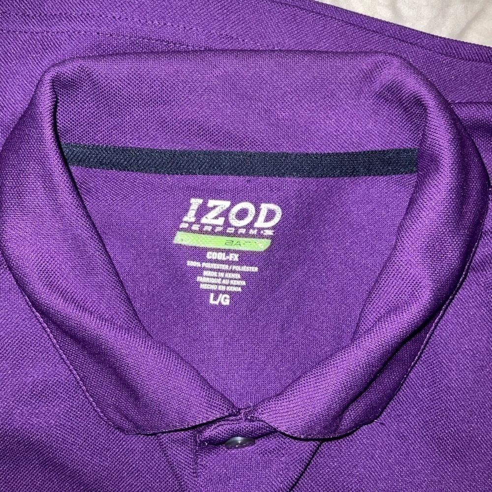 Men’s used size L large purple golf polo shirt IZOD cool tx - Picture 2 of 3